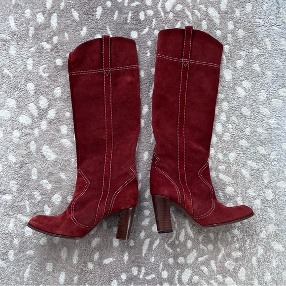 Marc Jacobs 7.5 rust/burnt orange suede slouch boot EUC - Picture 2 of 11